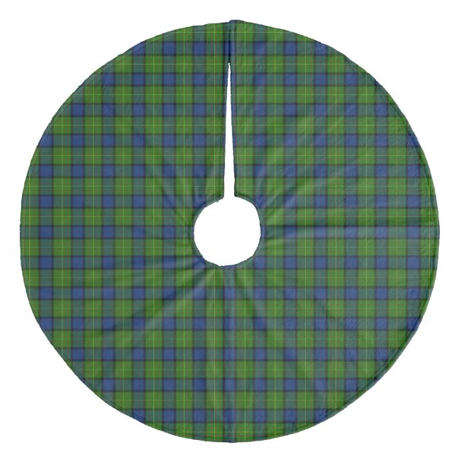 Muir Moore tartan grönt blue plaid Julgransmatta Fleece (Framsidan)