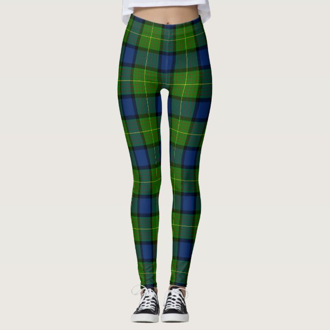 Muir Moore tartan grönt blue plaid Leggings (Framsida)