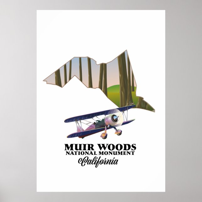 Muir Skogen Nationalmonument karta resepresentatio Poster (Framsidan)
