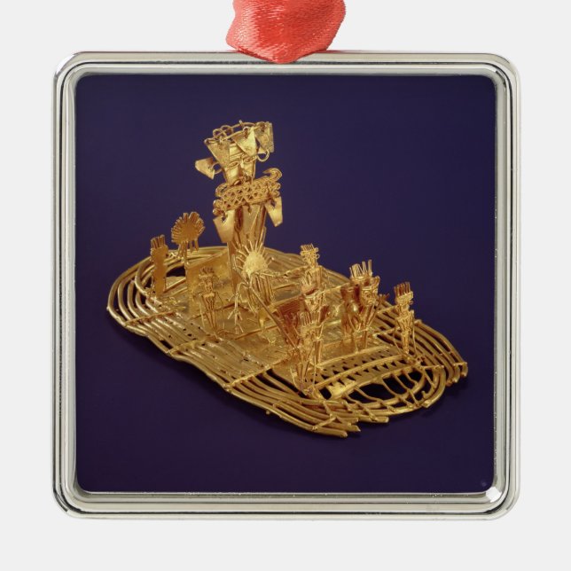 Muisca en votive figurine som visar julgransprydnad metall (Framsidan)