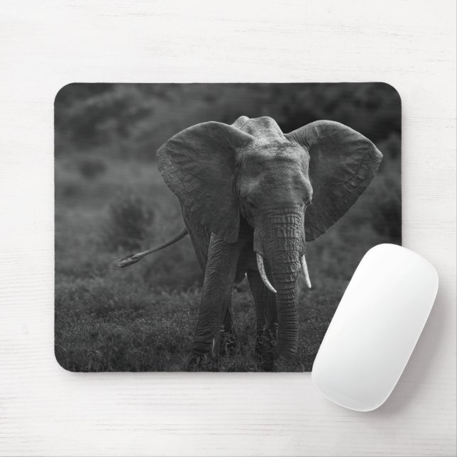 Muismat olifant zwart wit musmatta (Med mus)