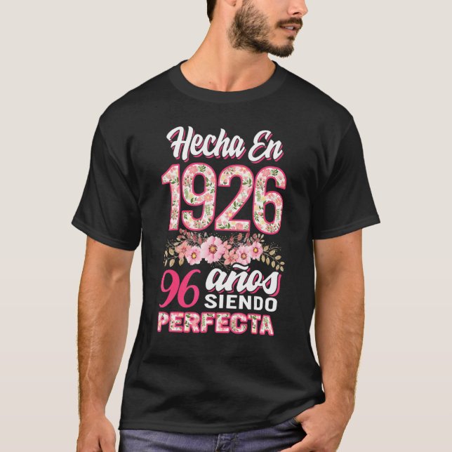 Mujer 96 Cumpleaños Regalo Hecha EN 1926 Blommigt  T Shirt (Framsida)