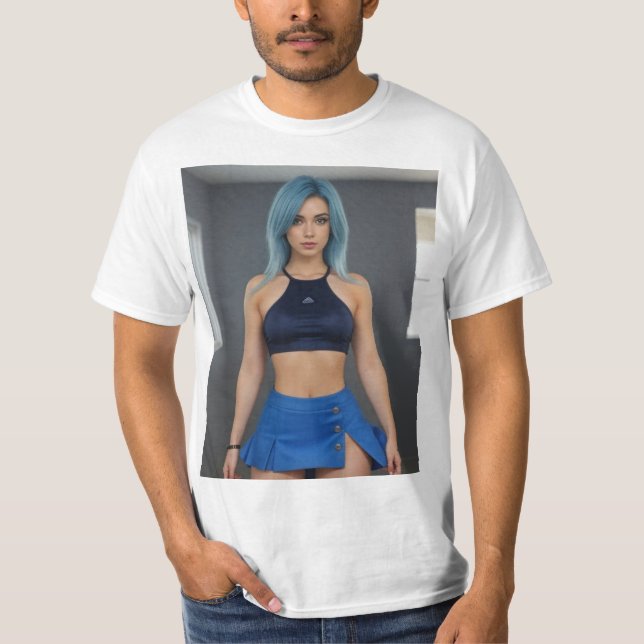 Mujer de azul t shirt (Framsida)
