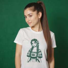 Mujer Mexicana Minimal Grönt Line Art T Shirt
