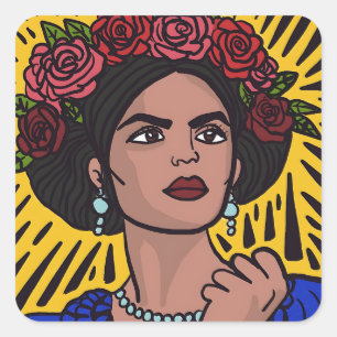 Mujer Mexiicana har utökat Tecknad Stil Pop Art Fyrkantigt Klistermärke