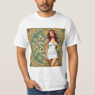 Mujer Pelirroja con Fondo Celta y Art Nouveau T Shirt