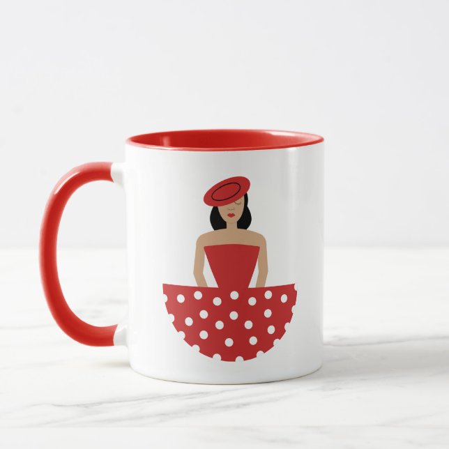 Mujer vestida con un traje de flamenco mugg (Vänster)