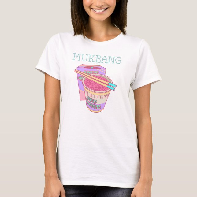 Mukbang - ASMR. Food Eating Vlog T Shirt (Framsida)