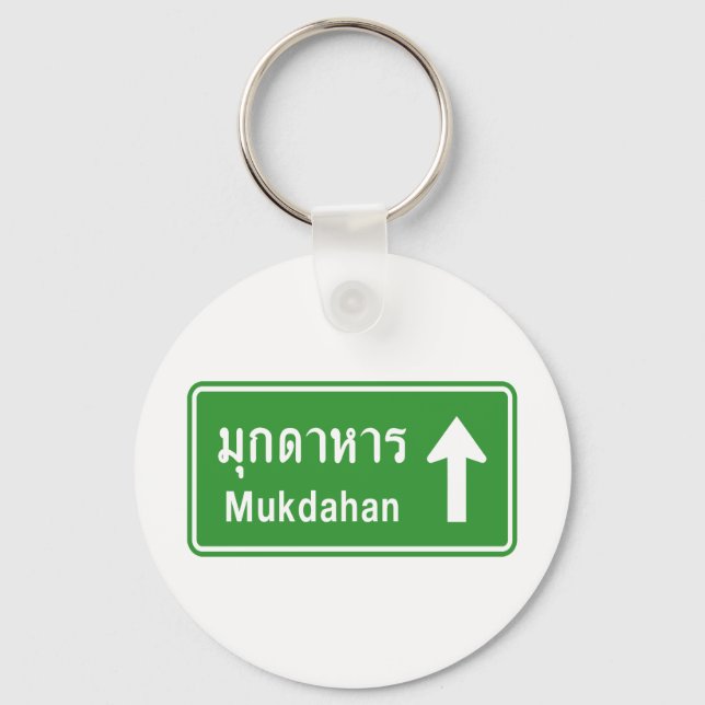Mukdahan Ahead ⚠ Thai Highway Traffic Sign ⚠ Nyckelring (Framsida)