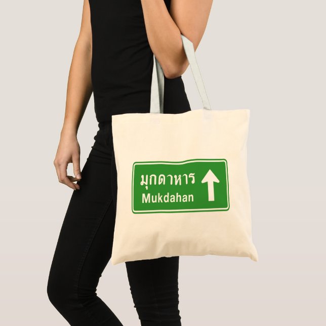 Mukdahan Framför ⚠ Thailändsk vägtrafikskylt ⚠ Tygkasse (Framsida (produkt))