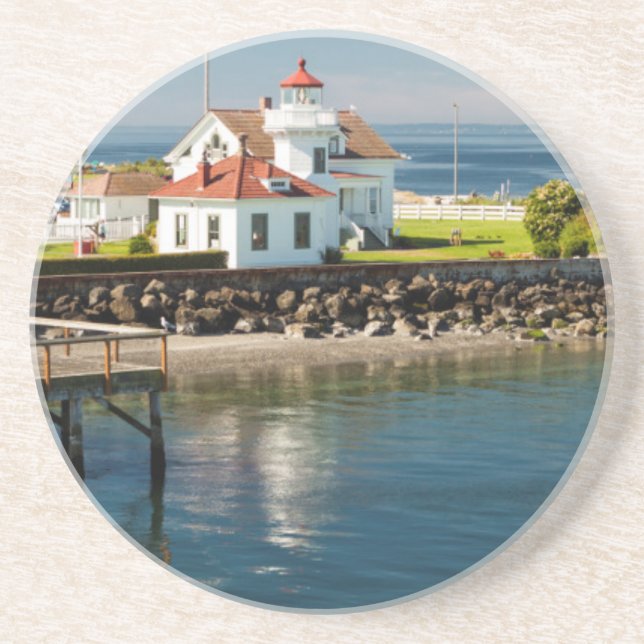 Mukilteo Lighthouse, Mukilteo, Washington, USA Underlägg Sandsten (Framsidan)