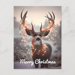 Mul Hjort och Jul Ljus Helg Vykort