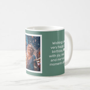 MUL-Mugg med Teal Grattis på födelsedagen-kortet i Kaffemugg