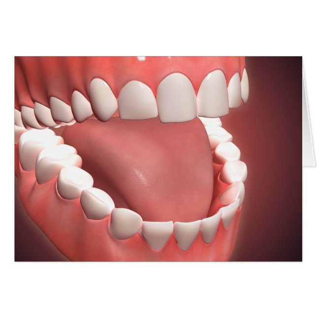 Mul- och klövsjuka, öppen, med tänder, gummi och T Hälsningskort (Framsidan Horizontal)