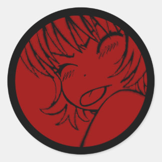 Mul - söt animering - kawaii >_< rött runt klistermärke