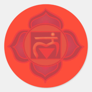 Muladhara chakra Classic Round Sticker, Glossy Runt Klistermärke