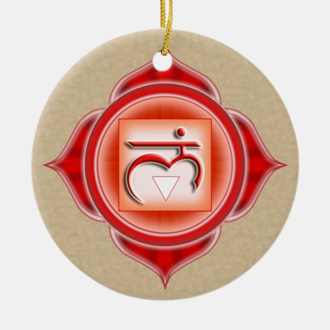 Muladhara eller Root the 1st Chakra Julgransprydnad Keramik (Framsidan)