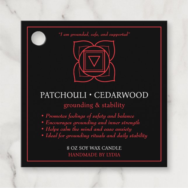 Muladhara Root Chakra Custom Candle Label  Gåvor Etiketter (Framsida)