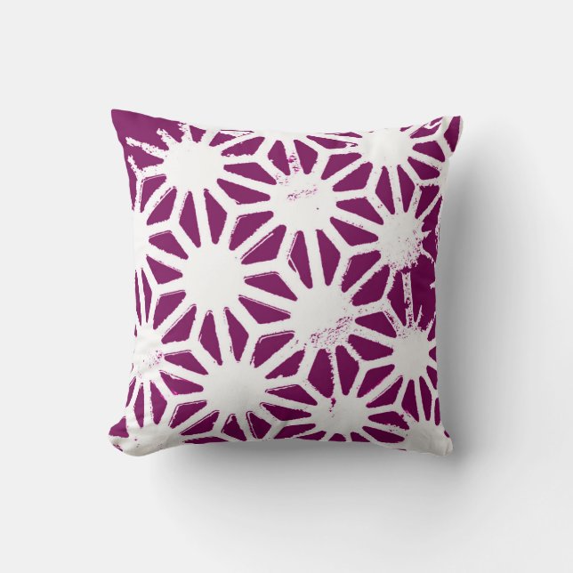 Mulberi och vitt geometriskt mönster kudde (Framsida)