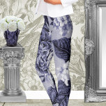 Mulberry Blue Lila Botanical Blommigt Toile No.1 Leggings<br><div class="desc">En lila och vit vintage överdimensionerad blommigt i mönster som har digitaliserats och färg tonats för att skapa vad du ser.</div>