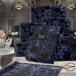 Mulberry Blue Lila Ombre Black Blommigt Vine Presentpapper