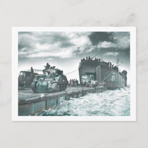 Mulberry Deep Vatten Harbour D-Day Vykort