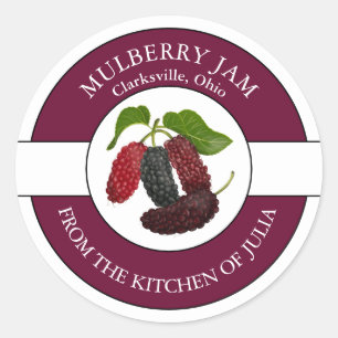 Mulberry Jam Label Runt Klistermärke
