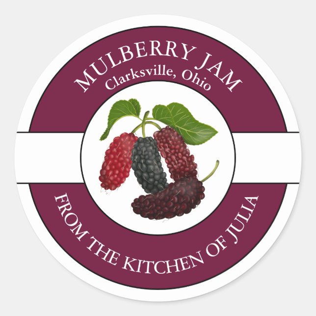 Mulberry Jam Label Runt Klistermärke (Framsida)