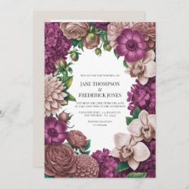 Mulberry, Mauve Clay & Soft Fig Wedding Invitation Inbjudningar