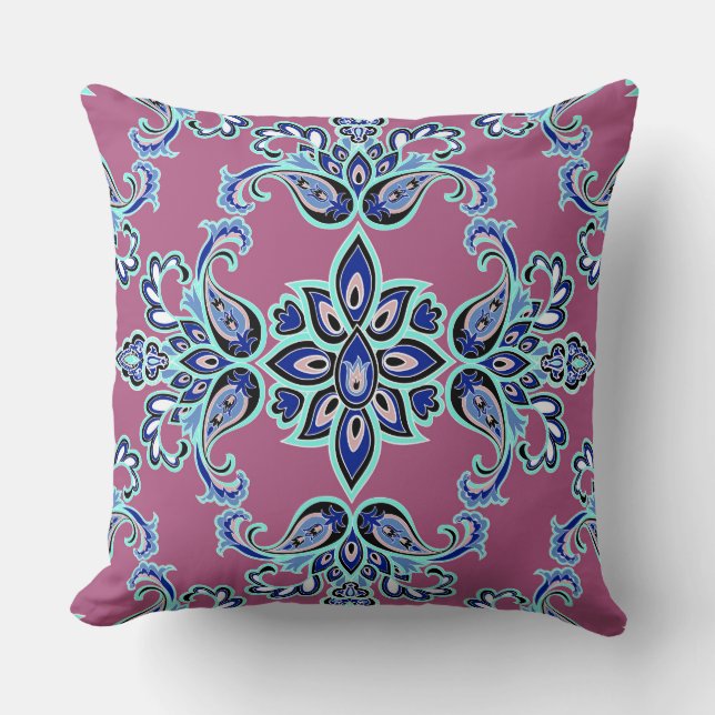 Mulberry Paisley Reversible Designer Pillow Kudde (Framsida)