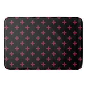 Mulberry polka kor på svart badrumsmatta