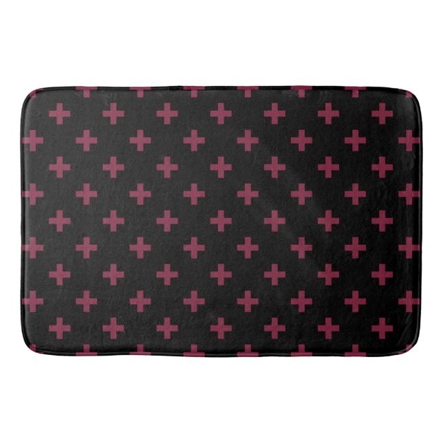 Mulberry polka kor på svart badrumsmatta (Framsidan)