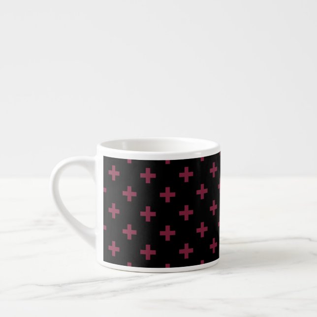 Mulberry polka kor på svart espressomugg (Vänster)