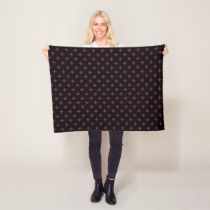 Mulberry polka kor på svart fleecefilt