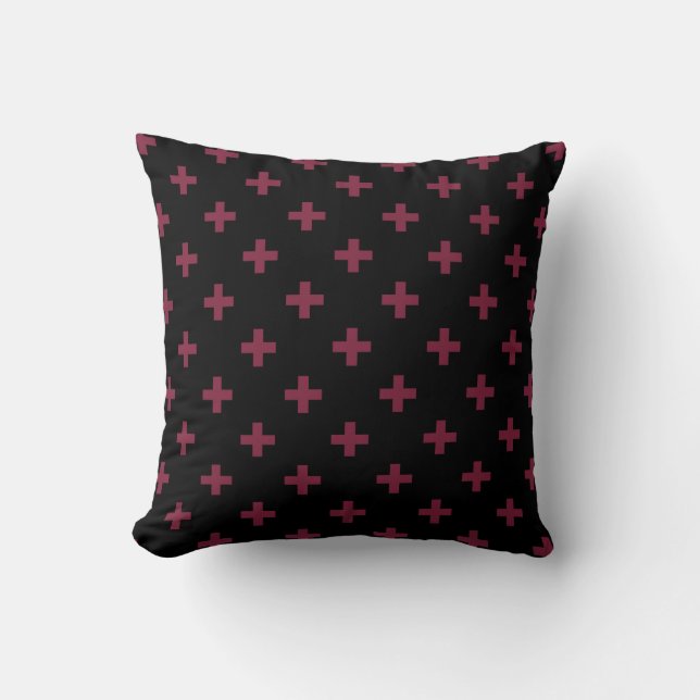 Mulberry polka kor på svart kudde (Framsida)