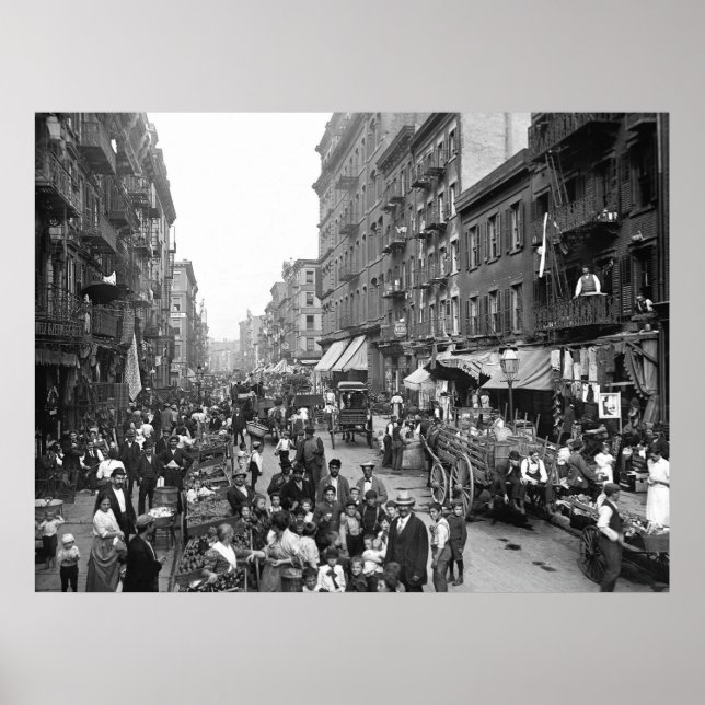 Mulberry Street, NYC, 1900 Poster (Framsidan)