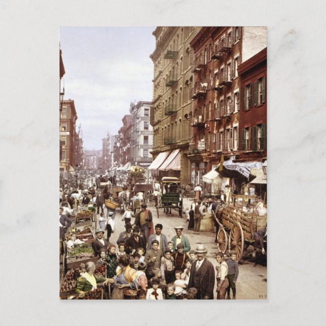 Mulberry Street NYC ca.1900 Vykort (Framsida)