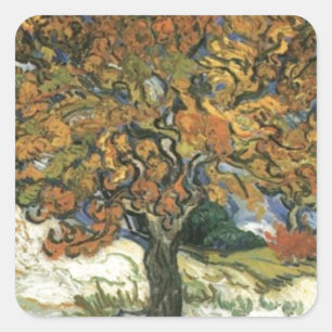 Mulberry Träd av van Gogh Fyrkantigt Klistermärke