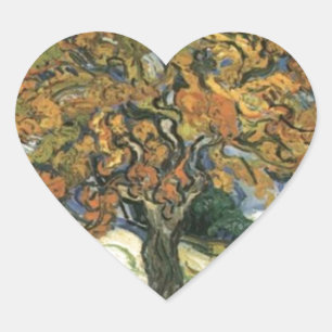 Mulberry Träd av van Gogh Hjärtformat Klistermärke