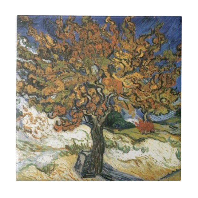 Mulberry Träd av van Gogh Kakelplatta (Framsidan)