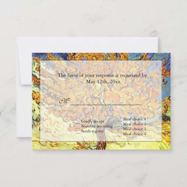 Mulberry Träd sommaren, falla OSA bröllop Kort (Framsida)