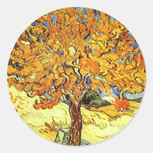 Mulberry Träd, Vincent van Gogh. Vintage konst Runt Klistermärke