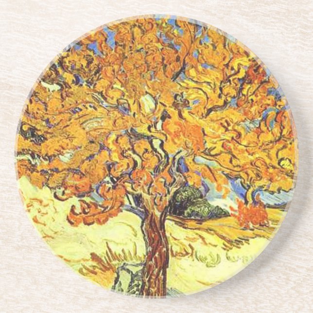 Mulberry Träd, Vincent van Gogh. Vintage konst Underlägg Sandsten (Framsidan)