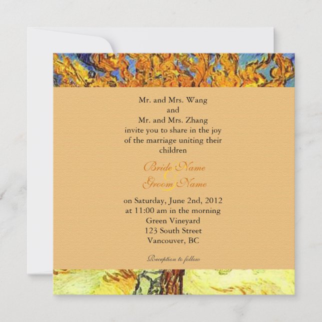 Mulberry Tree vintage bröllopsinbjudningar. Inbjudningar (Framsida)