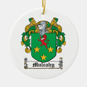 Mulcahy familjvapensköld julgransprydnad keramik