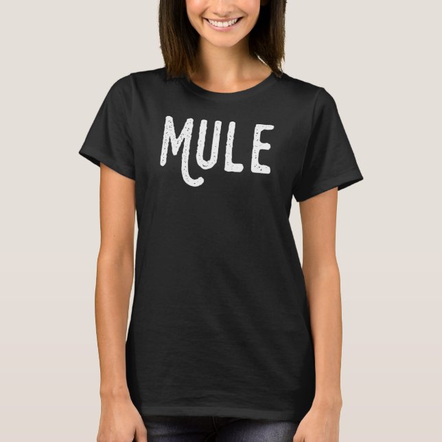 Mule Curved Svan Brev M-djur, nedgraderad mul T Shirt (Framsida)