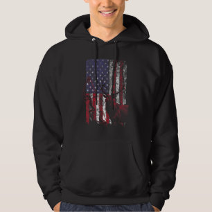 Mule Deer Jägare Bågskytte Patriotism Amerikansk B Hoodie