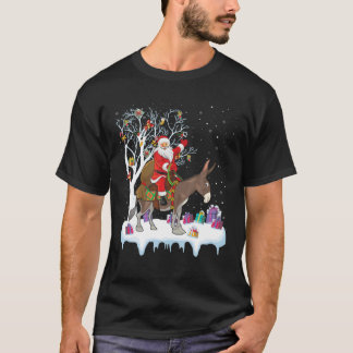 Mule Donkey Älskare Julafton Gift Santa Riding Don T Shirt