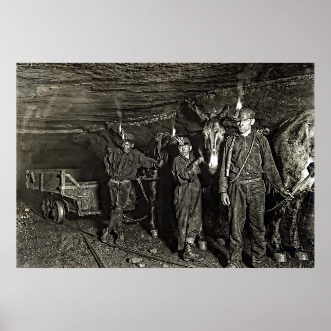 MULE DRIVERS IN COAL MINE 1908 POSTER (Framsidan)