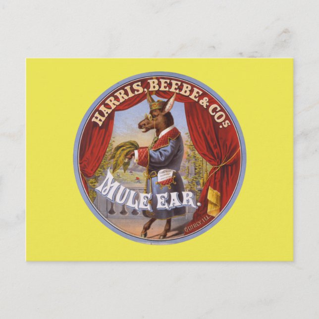 MULE Ear Tobacco Label Vykort (Framsida)